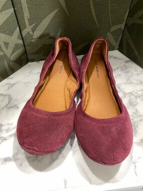 Lk New Lucky Brand ERIN Ballet Flats -Burgundy Suede~9 1/2
